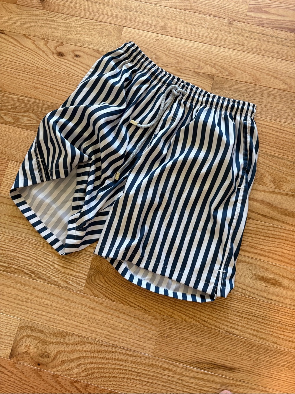 Kenny Flowers Navy & White Striped Swim Trunks